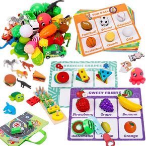 Esjay Sorting Toys for Toddlers, Montessori Toys Preschool Learning Activities, Fine Motor Skills Educational Sensory Games with Multiple Theme Play Set, Gifts for Kids Boys and Girls
