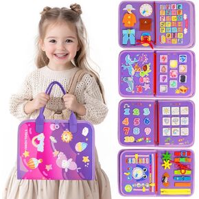 Busy Board for Toddlers 1-3, Montessori Busy Book Toys, Quiet Book Learning Toddler Toys for 1 2 3 4 Year Old Girl Birthday Gifts (Busy Book)