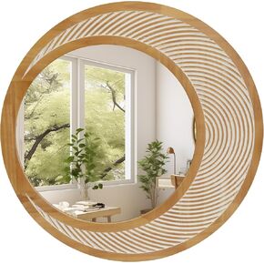 RiteSune 28 Inch Wall Mirror Circle, White Farmhouse Wall Mirror Decor, Large Mirrors for Wall Decor, Rustic Entry Mirrors for Bedroom, Living Room