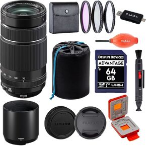 عدسة Fujinon XF70-300mm F 4-5.6 LM OIS WR - سوداء مع حزمة متقدمة ومنفاخ وحقيبة عدسة Tenba وبطاقة ذاكرة 64 جيجابايت والمزيد in Kuwait