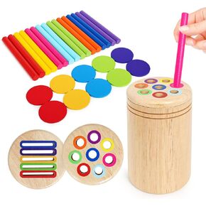 ROOCHKD Wooden Sorting Toy Montessori Color & Shape Sorter Class Activity Toddlers Fine Motor Game for Colors and Shapes Recognition, Gifts for 2-5 Year Old Boys and Girls