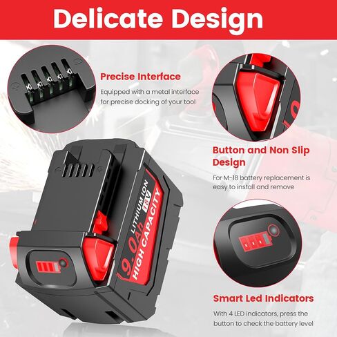 18V 6.0Ah Replace Battery for Milwaukee M18 Battery Compatible with 48-11-1815, 48-11-1820, 48-11-1840, 48-11-1850, 48-11-1860 Cordless Power Tools Lithium Battery (1Pack) in Saudi Arabia