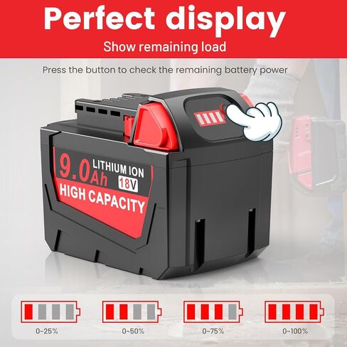 18V 6.0Ah Replace Battery for Milwaukee M18 Battery Compatible with 48-11-1815, 48-11-1820, 48-11-1840, 48-11-1850, 48-11-1860 Cordless Power Tools Lithium Battery (1Pack) in Saudi Arabia