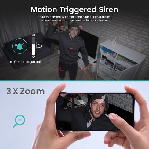 كاميرا litokam الداخلية [2024 جديد]، كاميرات 2K لأمن المنزل مع رؤية ليلية، كاميرا للحيوانات الأليفة مع تطبيق الهاتف، كاميرا أمان داخلية، كشف الحركة، صوت ثنائي الاتجاه in Kuwait