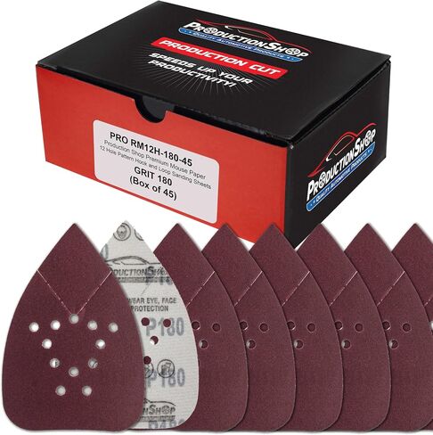 Premium 12-Hole Pattern Mouse Detail Sander Sandpaper Sheets, 50 Disc Variety Pack, Grits 40, 80, 100, 120, 180, 220, 320, 400, 600, 800 - Hook & Loop Disc - Fits Black and Decker in Kuwait