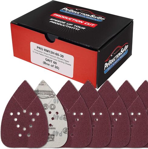 Premium 12-Hole Pattern Mouse Detail Sander Sandpaper Sheets, 50 Disc Variety Pack, Grits 40, 80, 100, 120, 180, 220, 320, 400, 600, 800 - Hook & Loop Disc - Fits Black and Decker in Kuwait