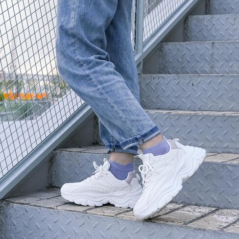Women's Lace-up Platform Walking Shoes Comfortable Retro Stylish Workout Sport Work Casual Chunky Sneakers in Saudi Arabia