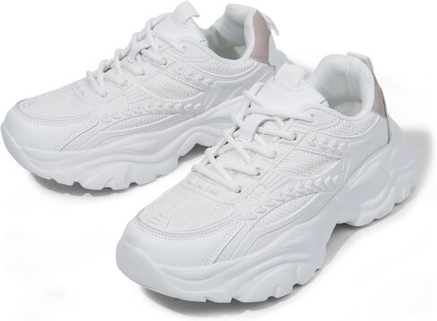 Women's Lace-up Platform Walking Shoes Comfortable Retro Stylish Workout Sport Work Casual Chunky Sneakers in Saudi Arabia