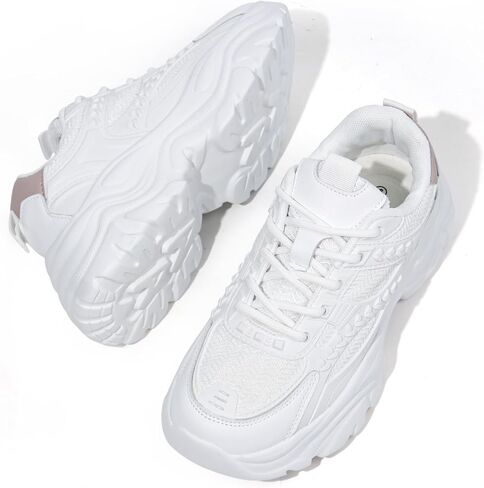 Women's Lace-up Platform Walking Shoes Comfortable Retro Stylish Workout Sport Work Casual Chunky Sneakers in Saudi Arabia