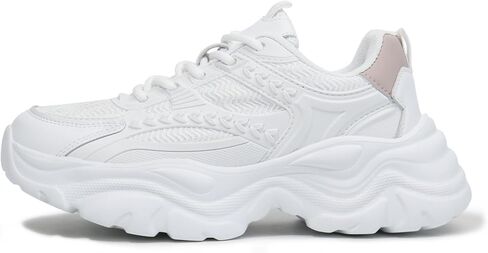 Women's Lace-up Platform Walking Shoes Comfortable Retro Stylish Workout Sport Work Casual Chunky Sneakers in Saudi Arabia