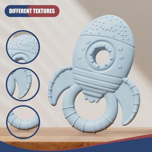 Baby Teething Toys for Babies 0-6 Months, Baby Teethers for Babies 3-6 6-12 Months Silicone Baby Chew Toys Gifts for Must Haves, BPA Free Rocket in Saudi Arabia