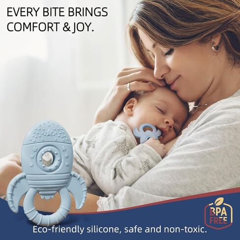 Baby Teething Toys for Babies 0-6 Months, Baby Teethers for Babies 3-6 6-12 Months Silicone Baby Chew Toys Gifts for Must Haves, BPA Free Rocket in Saudi Arabia