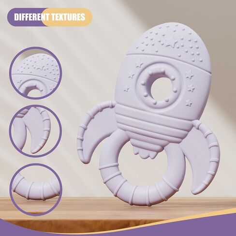 Baby Teething Toys for Babies 0-6 Months, Baby Teethers for Babies 3-6 6-12 Months Silicone Baby Chew Toys Gifts for Must Haves, BPA Free Rocket in Saudi Arabia
