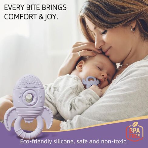 Baby Teething Toys for Babies 0-6 Months, Baby Teethers for Babies 3-6 6-12 Months Silicone Baby Chew Toys Gifts for Must Haves, BPA Free Rocket in Saudi Arabia