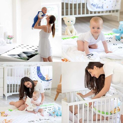 بطانية بلاك بير بيبي الشهرية مايلستون للجنسين، بطانية سهام غابة الجبال للشهر والعمر، 48 × 40 بوصة من الفانيلا الناعمة، هدية بيضاء شهرية لحديثي الولادة، بطانية صور للأطفال BTLSFH79 in Kuwait