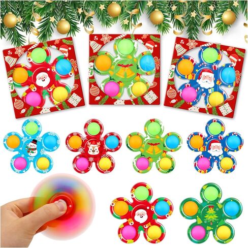 SCIONE 6 قطع عيد الميلاد تململ المغازل للأطفال 4-8 8-12، هدية مفاجأة عيد الميلاد للأطفال الصغار بنين بنات، ألعاب حسية تململ، ألعاب صندوق الجوائز للأطفال تبادل الهدايا في الفصول الدراسية in Kuwait