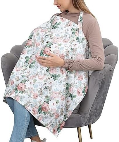 Breastfeeding Cover with Vintage Floral Design, 100% Cotton Nursing Cover in Saudi Arabia