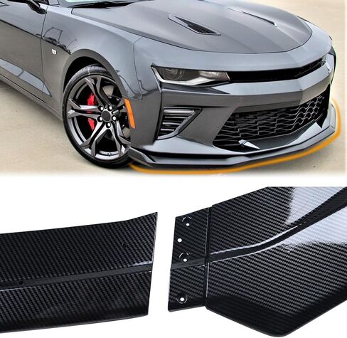 حافة ممتصة للصدمات الأمامية مناسبة لسيارة Chevy Camaro SS 2016-2024 / LS LT RS 2019-2024 سبليتر سبويلر ناشر حماية جناح طقم الجسم ملحقات سد الهواء كامارو (أسود غير لامع) in Saudi Arabia