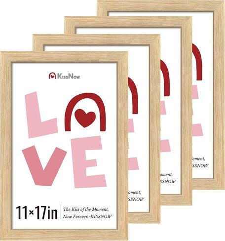 مجموعة إطارات صور مقاس 13×19 مكونة من 4 قطع، إطار ملصق من خشب البلوط الطبيعي، للتعليق على الحائط in Saudi Arabia