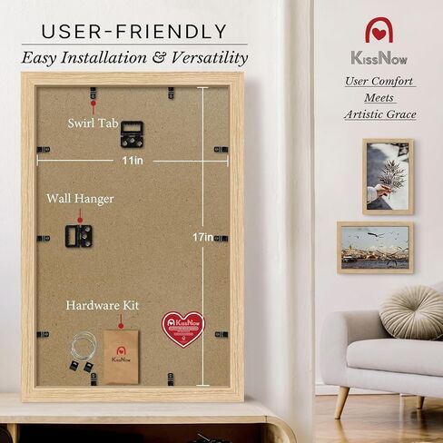 مجموعة إطارات صور مقاس 13×19 مكونة من 4 قطع، إطار ملصق من خشب البلوط الطبيعي، للتعليق على الحائط in Saudi Arabia
