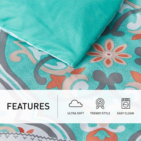 Degrees of Comfort Boho Bed in a Bag Queen Size, Lattice 8 Piece Complete Comforter Set with Sheet for Teenage Girl, Microfiber Teal Bedding Set with Side Pockets, Matching Decorative Pillow, Aqua in Saudi Arabia