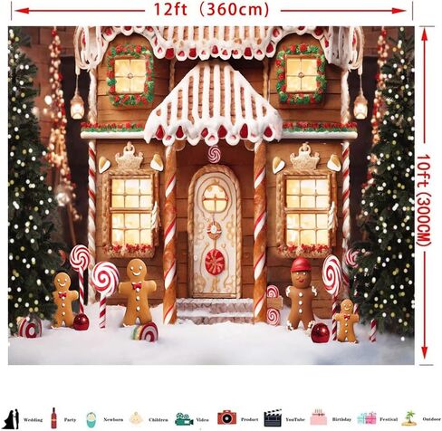Ticuenicoa عيد الميلاد الشتاء الزنجبيل منزل خلفية 7x5ft عيد ميلاد سعيد شجرة الثلج عشية حزب الزينة التصوير الفوتوغرافي خلفية ندفة الثلج طفل صورة راية صورة تبادل لاطلاق النار استوديو الدعائم in Kuwait