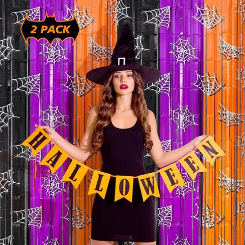 Mega-L Halloween Party Decorations 2 Pack Red and Grey Bat Pattern Photo Booth Props, 3.3 X 6.6 ft Halloween Foil Fringe Curtains, Tinsel Metallic Photo Backdrop Streamers Party Supplies Indoor Home in Kuwait