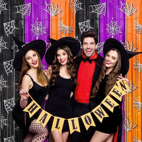 Mega-L Halloween Party Decorations 2 Pack Red and Grey Bat Pattern Photo Booth Props, 3.3 X 6.6 ft Halloween Foil Fringe Curtains, Tinsel Metallic Photo Backdrop Streamers Party Supplies Indoor Home in Kuwait