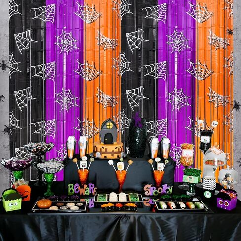 Mega-L Halloween Party Decorations 2 Pack Red and Grey Bat Pattern Photo Booth Props, 3.3 X 6.6 ft Halloween Foil Fringe Curtains, Tinsel Metallic Photo Backdrop Streamers Party Supplies Indoor Home in Kuwait