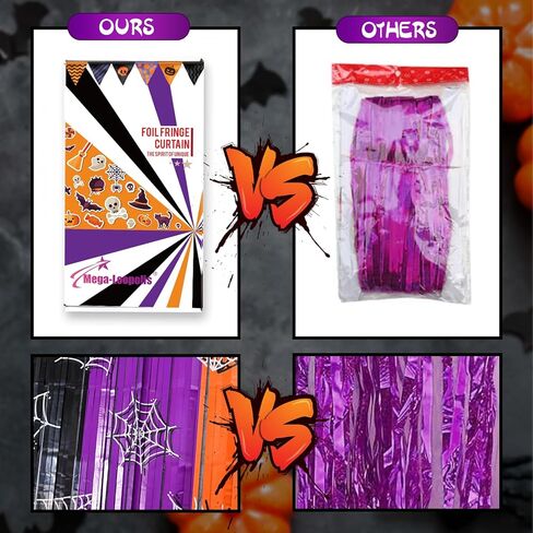 Mega-L Halloween Party Decorations 2 Pack Red and Grey Bat Pattern Photo Booth Props, 3.3 X 6.6 ft Halloween Foil Fringe Curtains, Tinsel Metallic Photo Backdrop Streamers Party Supplies Indoor Home in Kuwait