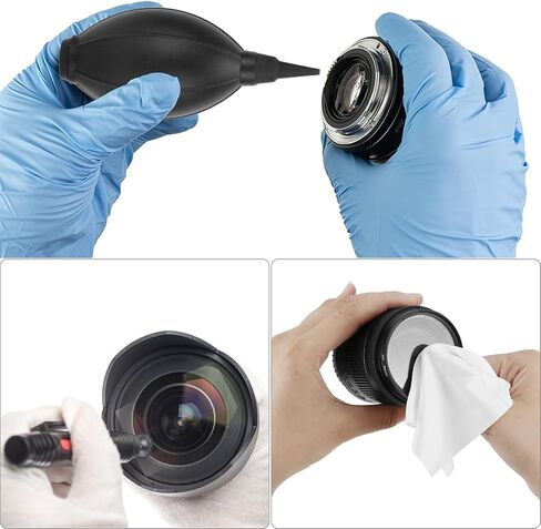 QWORK Camera Lens Cleaning Kit - 4-in-1 Includes Lens Cleaning Pen, Microfiber Cloths, Air Blower - Compatible with Sony, Nikon, Canon, DSLR Cameras & Cell Phones in Saudi Arabia