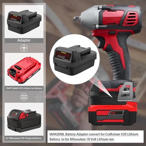 لاستخدام V20 لأدوات Milwaukee M18 18V اللاسلكية، لبطارية Craftsman 20V تحويل إلى بطارية Milwaukee M-18 48-11-1812 48-11-1850 48-11-1852 48-11-1862 لبطارية أدوات الطاقة اللاسلكية in Kuwait