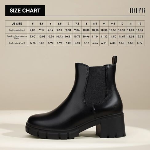 IDIFU IN2 Chelsea Boots Women Ankle Boots for Women Platform Low Chunky Block Heel Lug Sole Round Toe Fall Dress Boots for Women Comfortable Fashion Booties Cute Office Elastic Short Heeled Boots in Saudi Arabia