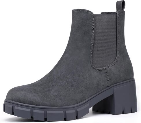 IDIFU IN2 Chelsea Boots Women Ankle Boots for Women Platform Low Chunky Block Heel Lug Sole Round Toe Fall Dress Boots for Women Comfortable Fashion Booties Cute Office Elastic Short Heeled Boots in Saudi Arabia