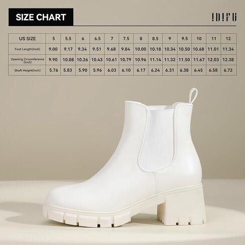 IDIFU IN2 Chelsea Boots Women Ankle Boots for Women Platform Low Chunky Block Heel Lug Sole Round Toe Fall Dress Boots for Women Comfortable Fashion Booties Cute Office Elastic Short Heeled Boots in Kuwait