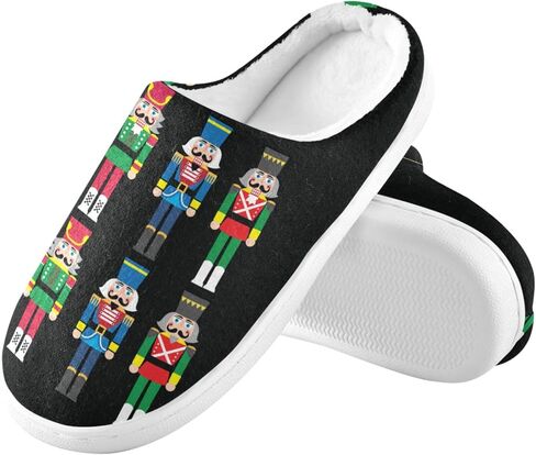 ZOEO House Slippers for Women Girls,Christmas Nutcracker Black Winter Fuzzy Memory Foam Cozy Shoes for Men Slippers Indoor Outdoor Bedroom in Kuwait