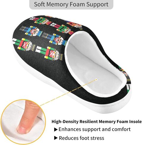 ZOEO House Slippers for Women Girls,Christmas Nutcracker Black Winter Fuzzy Memory Foam Cozy Shoes for Men Slippers Indoor Outdoor Bedroom in Kuwait
