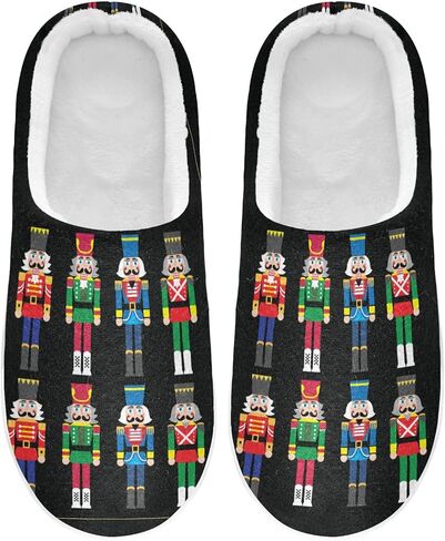 ZOEO House Slippers for Women Girls,Christmas Nutcracker Black Winter Fuzzy Memory Foam Cozy Shoes for Men Slippers Indoor Outdoor Bedroom in Kuwait
