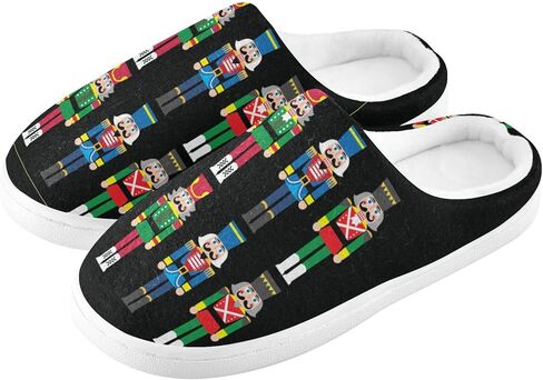 ZOEO House Slippers for Women Girls,Christmas Nutcracker Black Winter Fuzzy Memory Foam Cozy Shoes for Men Slippers Indoor Outdoor Bedroom in Kuwait
