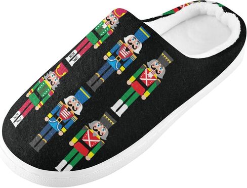 ZOEO House Slippers for Women Girls,Christmas Nutcracker Black Winter Fuzzy Memory Foam Cozy Shoes for Men Slippers Indoor Outdoor Bedroom in Kuwait
