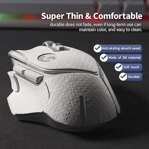 Sweat-Resistant Mouse Grip Tape for Logitech G502X Mouse Sticker for G502X Anti-Slip Skin Pre-Cut Decals(White) in Saudi Arabia