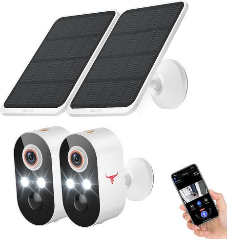 1080p Solar Security Camera, Smart AI Human Detection, Color Night Vision, 2-Way Audio, Cloud Storage Sold Separately, 2.4G WiFi, Wireless Indoor/Outdoor Surveillance Bullet Cam (1 Pack) in Saudi Arabia