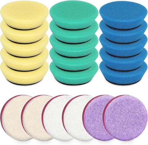 Autolock 21Pcs Mini Polishing Pads Set, 2.0 inch/50mm Sponge Polishing Pad & Wool Buffing Pads, Mix Color for Car Detail Polishing and Waxing, Car Foam Detail Polishing Pad Kit in Saudi Arabia