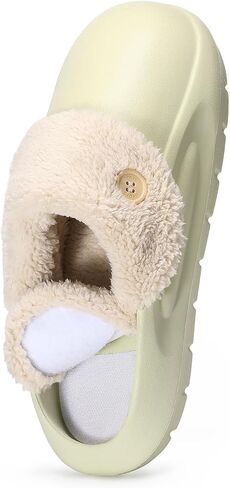 ORORO Women Men Fur Lined Garden Slip-on, Waterproof Slippers Fur Lined Clogs Winter Garden Shoes Indoor Outdoor Mules in Saudi Arabia