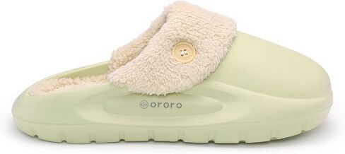 ORORO Women Men Fur Lined Garden Slip-on, Waterproof Slippers Fur Lined Clogs Winter Garden Shoes Indoor Outdoor Mules in Saudi Arabia