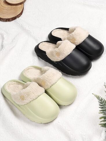 ORORO Women Men Fur Lined Garden Slip-on, Waterproof Slippers Fur Lined Clogs Winter Garden Shoes Indoor Outdoor Mules in Saudi Arabia