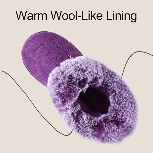 Women's House Platform Slippers Ladies Microsuede Fuzzy Cozy Slippers with Warm Faux Fur Collar & Non-slip Memory Foam Rubber Sole for Indoor Outdoor in Saudi Arabia