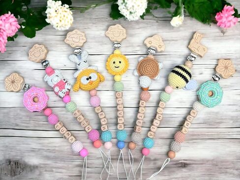 Personalized Custom Pacifier Clip Boys and Grils, Paci Binky Holder Custom Name Baby Gift, Baby Shower Gift, New Birth Gift, Newborn Gift, Rainbow Baby in Saudi Arabia