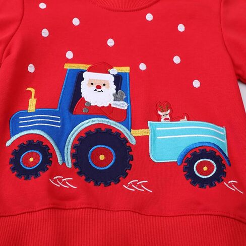 B&G-KID Toddler Boys Crewneck Sweatshirts Christmas Kids Excavator Long Sleeve Pullover Casual Santa Tops Clothes 2-7T. in Saudi Arabia