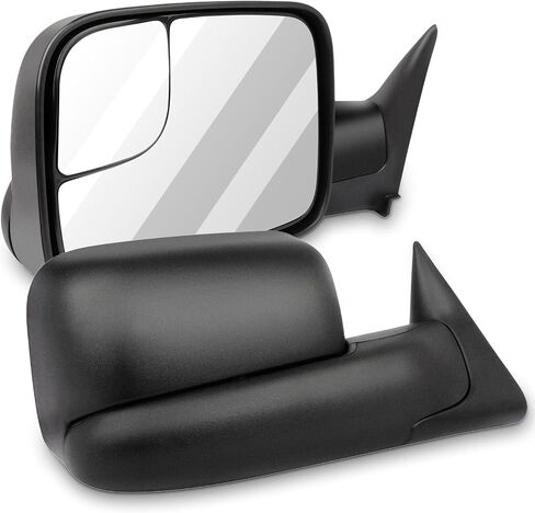 Towing Mirrors Fit for Dodge for Ram 1500/2500/3500 1998-2002 Replace Power Adjusted, Heated Function, Manual Folding & Flip Up w/Black Housing Tow Mirrors in Saudi Arabia